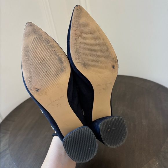 SVNTY Peace Mule - Navy Blue Suede Slide Block Heel - Size 38 - EUC - Picture 6 of 10